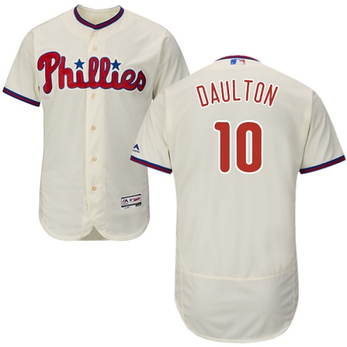 Phillies #10 Darren Daulton Cream Flexbase Authentic Collection Stitched MLB Jersey - Click Image to Close